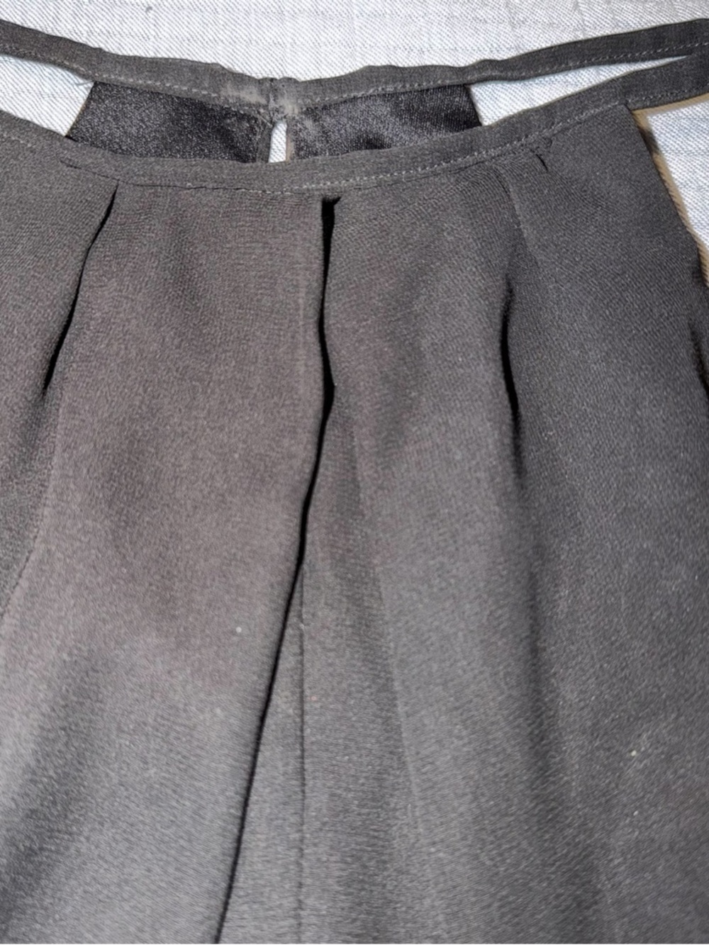 Azazie Black Halter Crop Top with Pleated Neckline - Picture 3 of 11